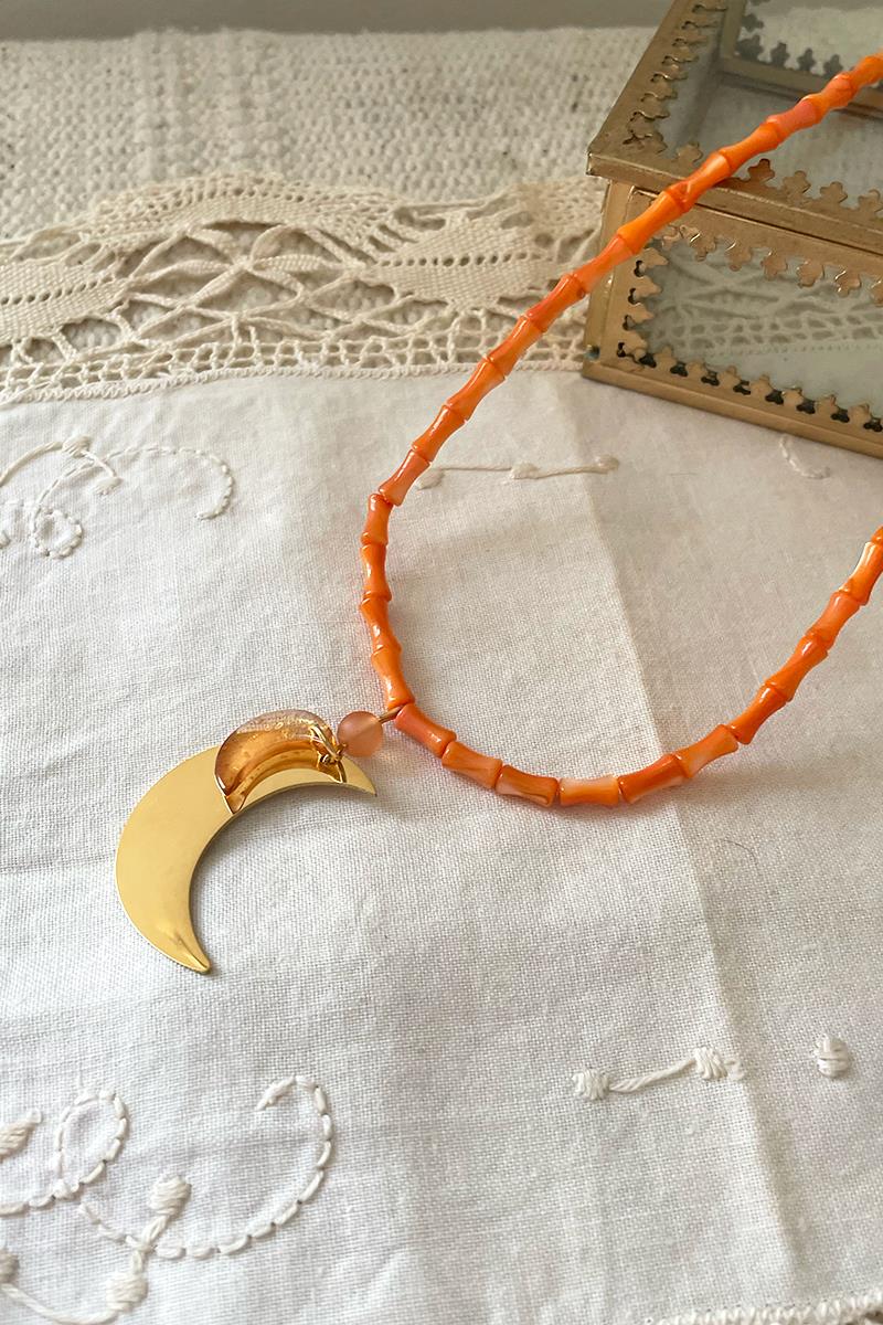 Collar Dos Lunas Naranja