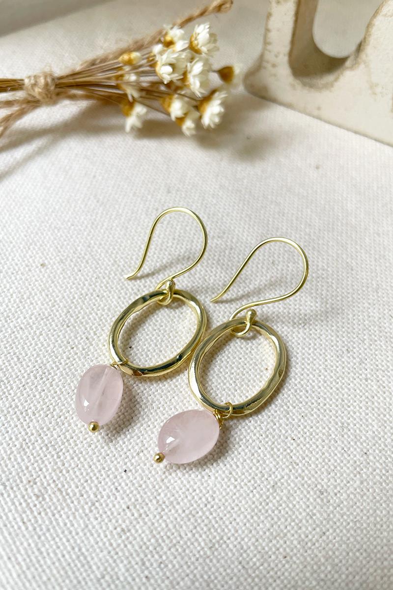 Pendientes Graceful Cuarzo Rosa