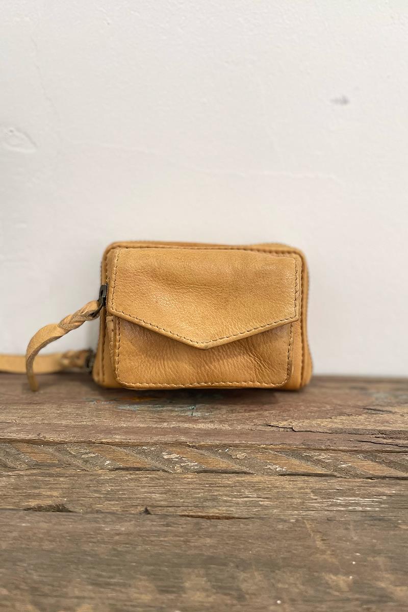Cartera Bolsillo Piel Amarilla