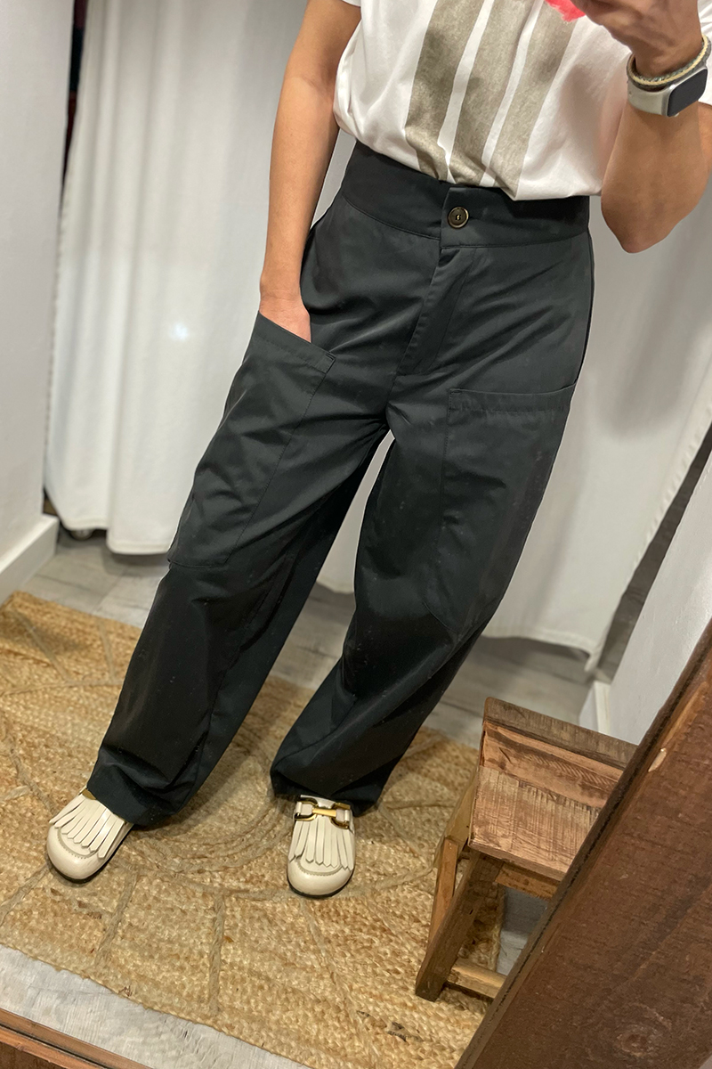 Pantalon Negro Bolsillos Grandes