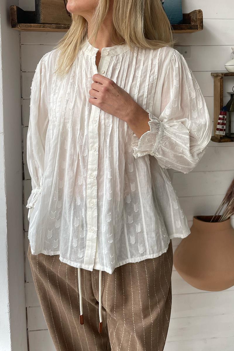 Blusa Blanca Cuello Mao