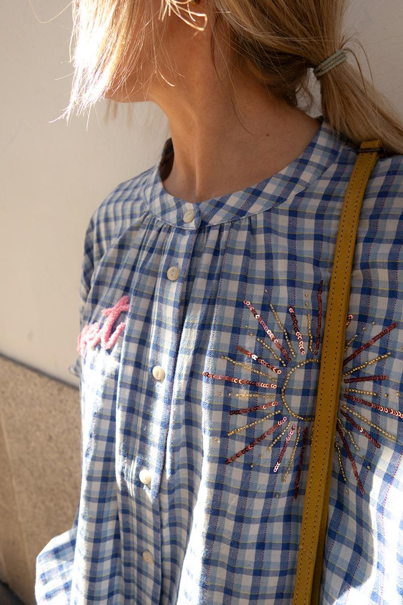 Blusa Vichy Azul Sol