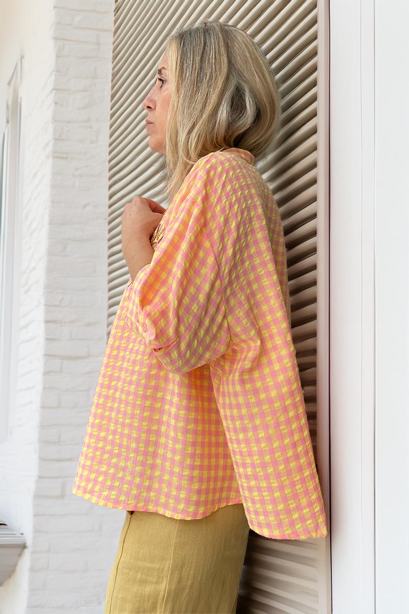 Blusa Vichy Rosa Sol