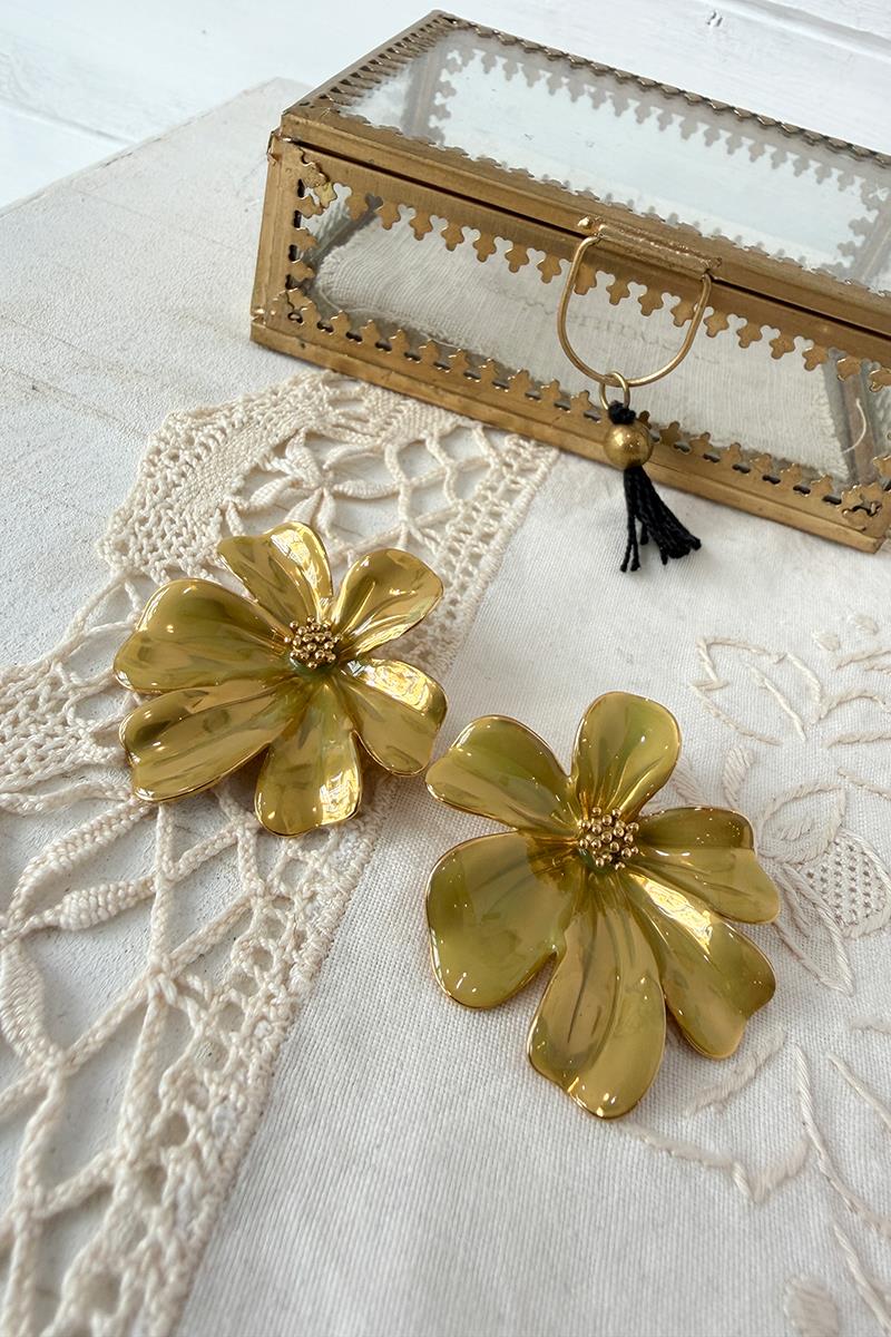 Pendientes Flor Verdoso