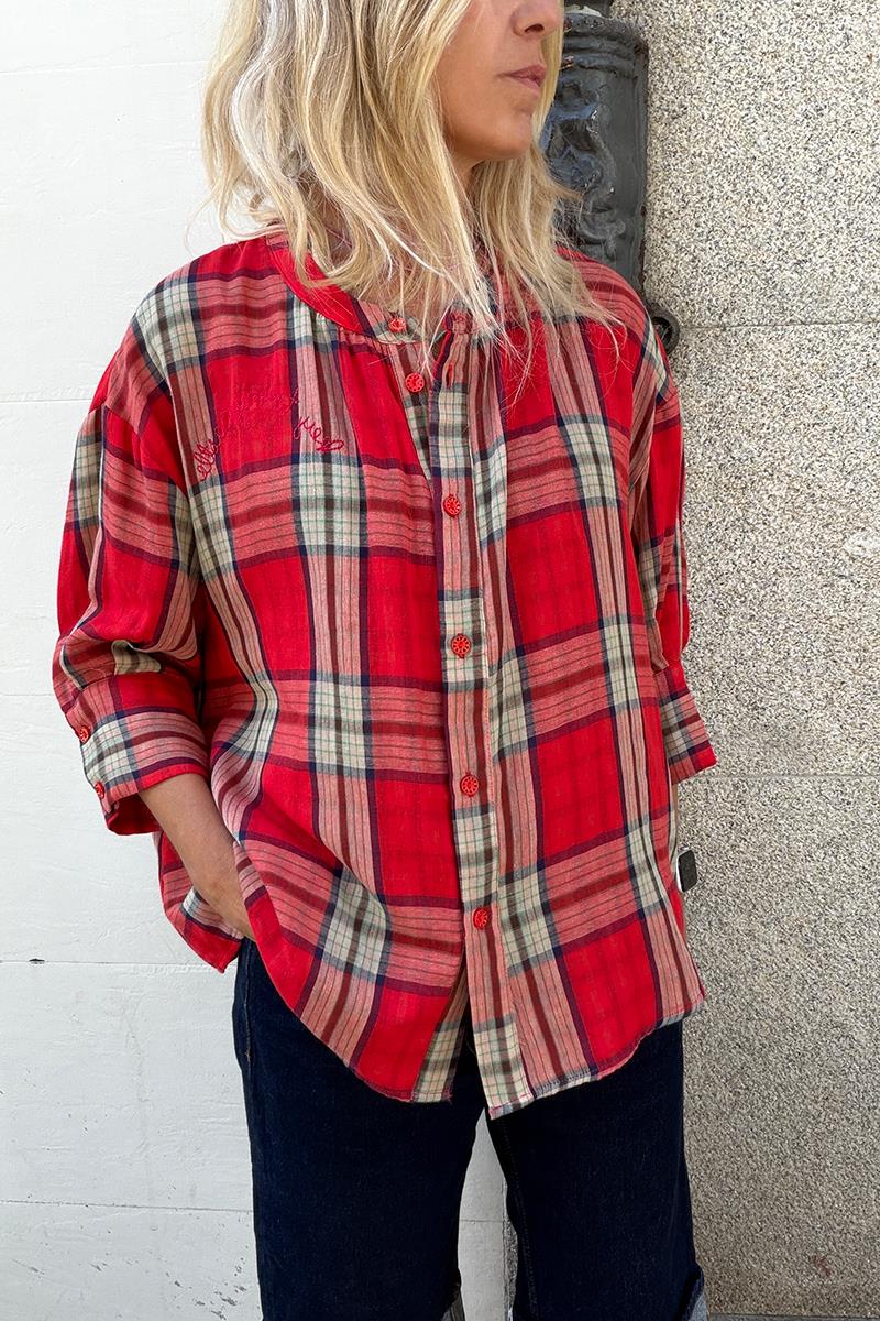 Blusa Cuadros Rojos
