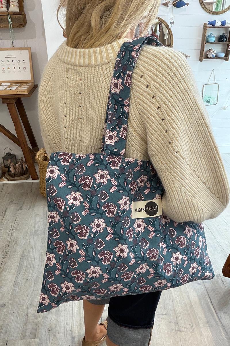 Bolsa Flores Azul