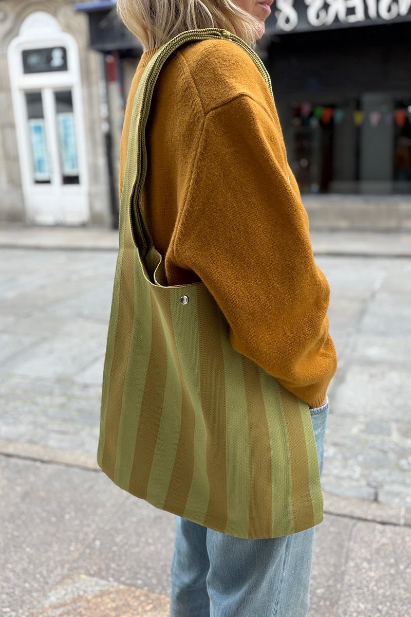 Bolso Rayas Pistacho Mostaza